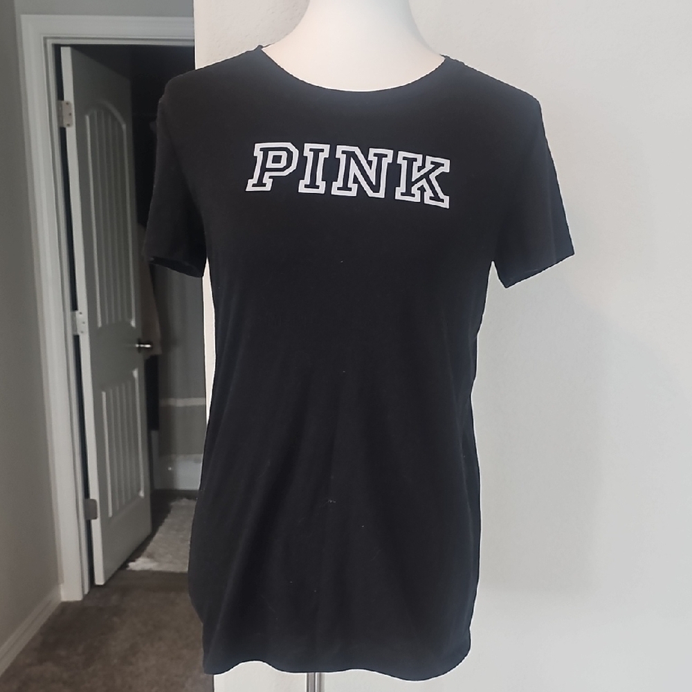 Pink By Vs Black T-Shirt with Pink Logo